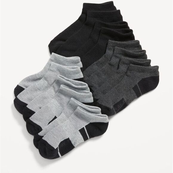 Old Navy 540911-01-1 Unisex Kids Sz M Black, Gray Go-Dry Ankle Socks, 7-Pack - Picture 7 of 7